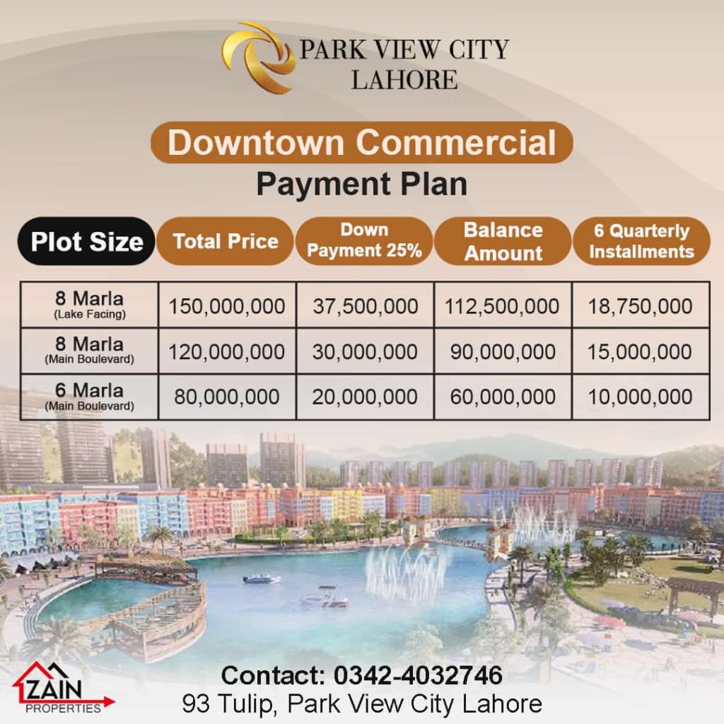 Downtown Commercial park view city lahore